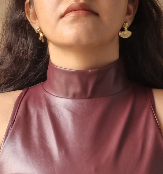 Sculpted Gold Wave Studs| Micro Gold Plated | Premium Stainless Steel