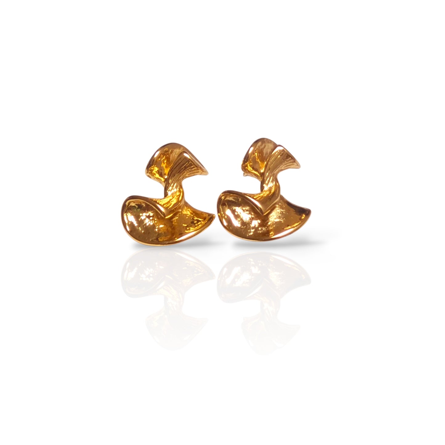 Sculpted Gold Wave Studs| Micro Gold Plated | Premium Stainless Steel