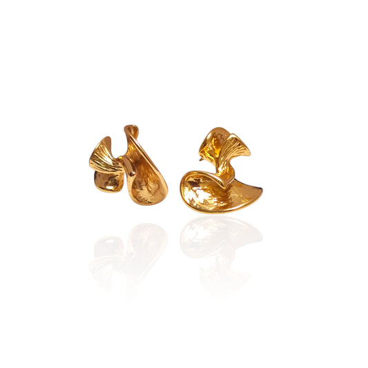 Sculpted Gold Wave Studs| Micro Gold Plated | Premium Stainless Steel