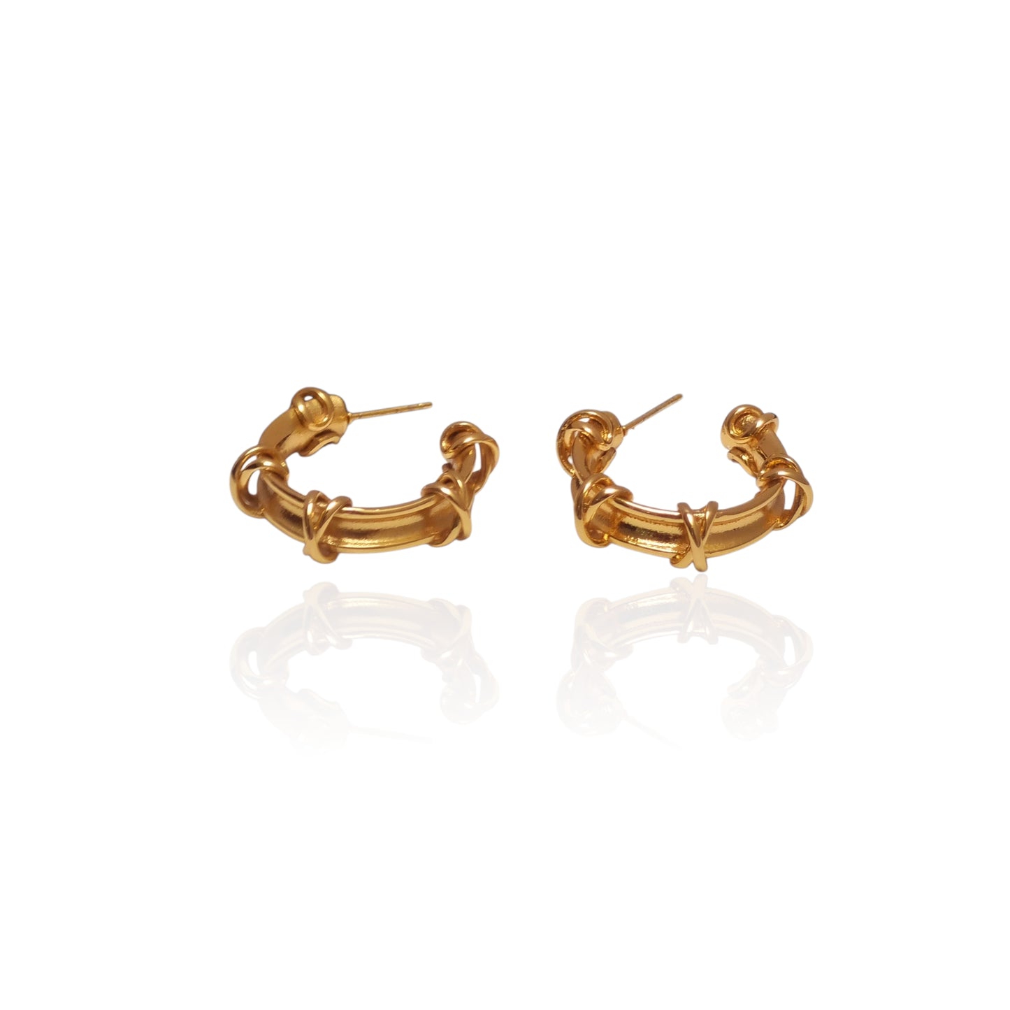 Tie charm hoops|Gold plated