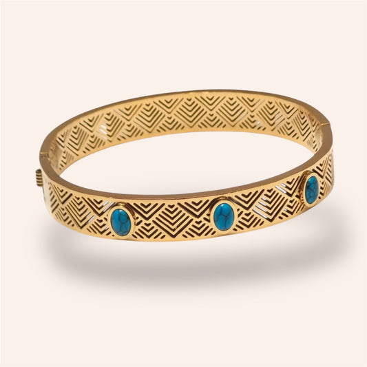 Crossword Turquoise Bracelet |Semi precious stone|Nano gold plated