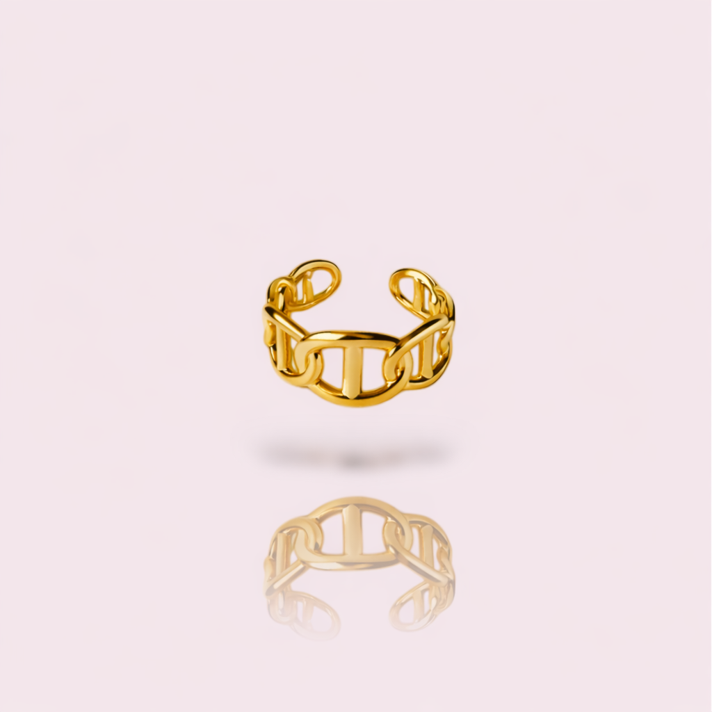 Mariner Link Ring |Luxury Anti-Tarnish Stainless Steel | 18 Carat Nano Gold Plated