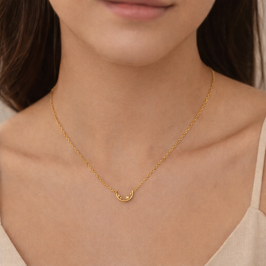 Luna Dainty Crescent Necklace|316L |Nano Gold Plated