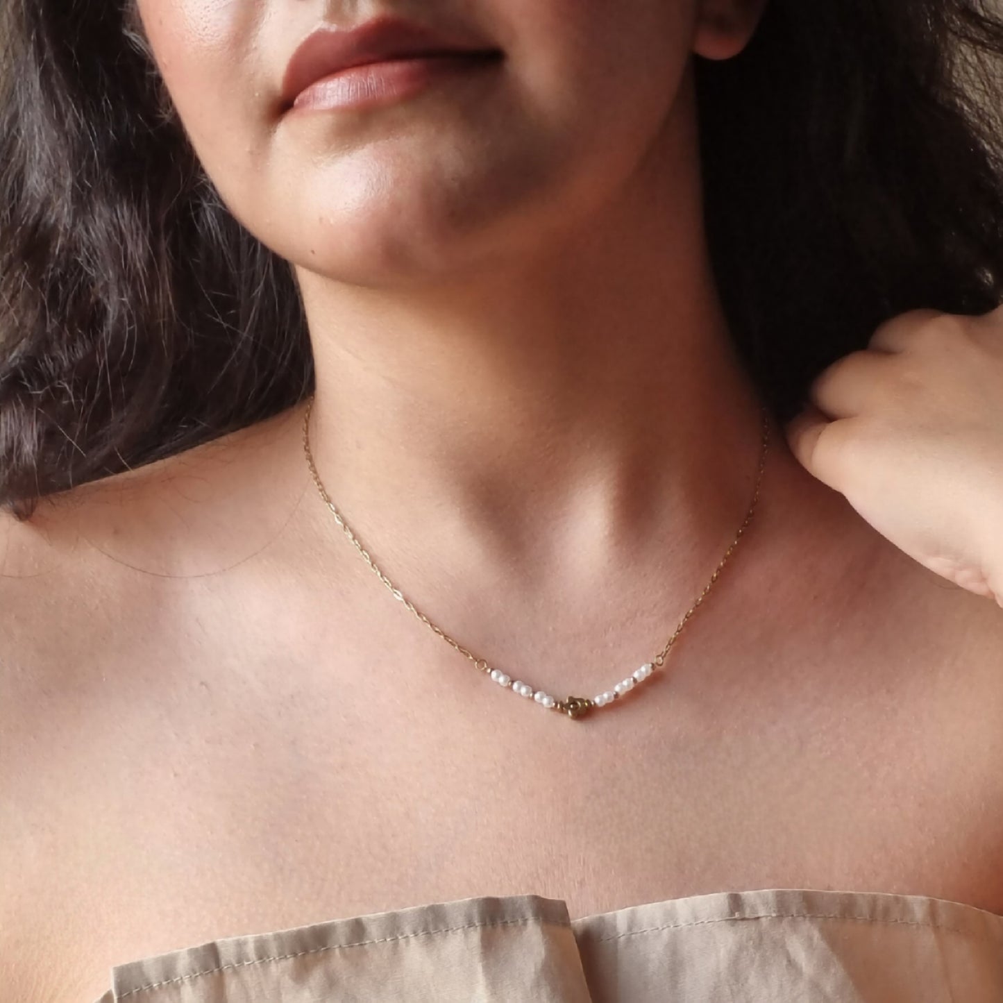 Dainty Bloom & Pearl Stainless Steel Necklace