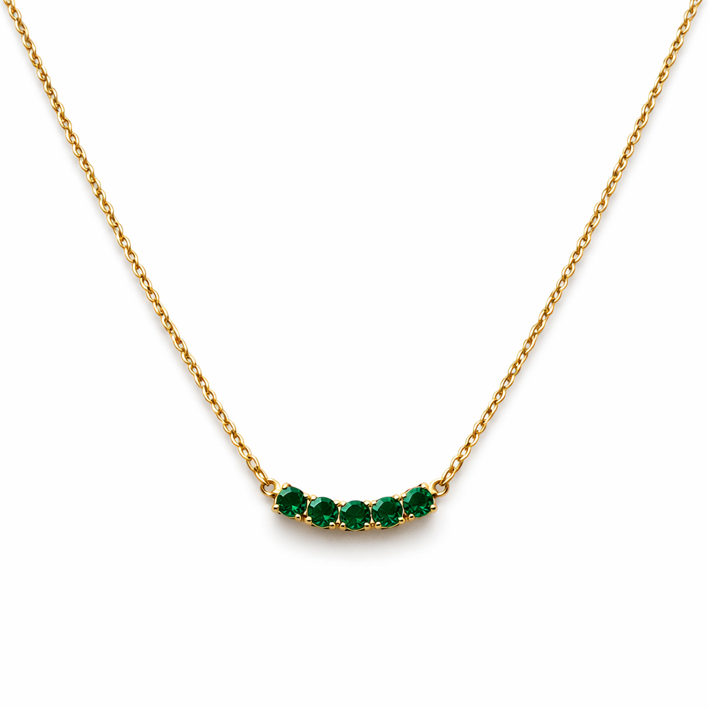Emerald Curve Stainless Steel Necklace|316L| Nano Gold Plated