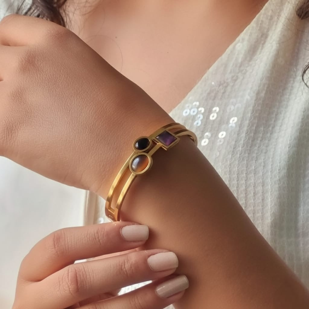 French Riviera Statement Bracelet| Magnificent stones|18 carat nano gold plated