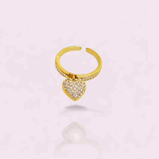 💛 Golden Heart Adjustable Ring|316L 18 Carat Nano Gold Plated