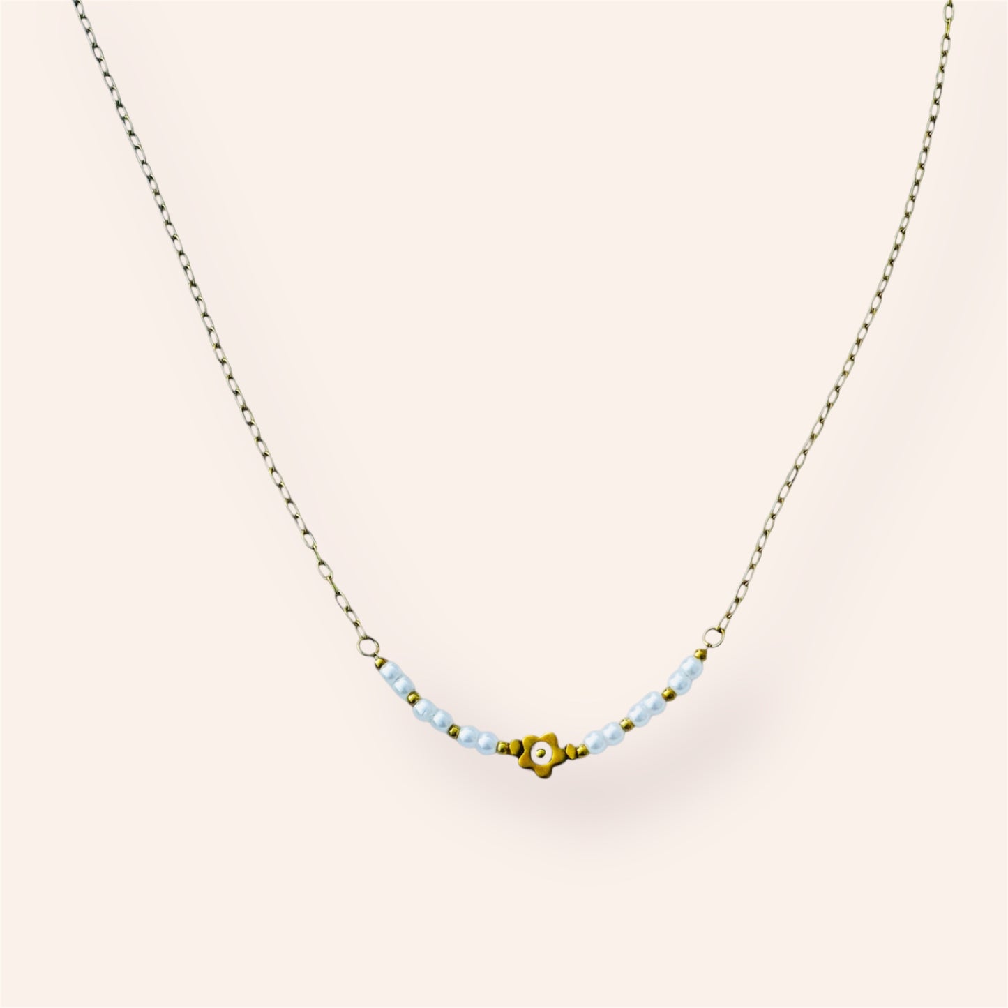 Dainty Bloom & Pearl Stainless Steel Necklace