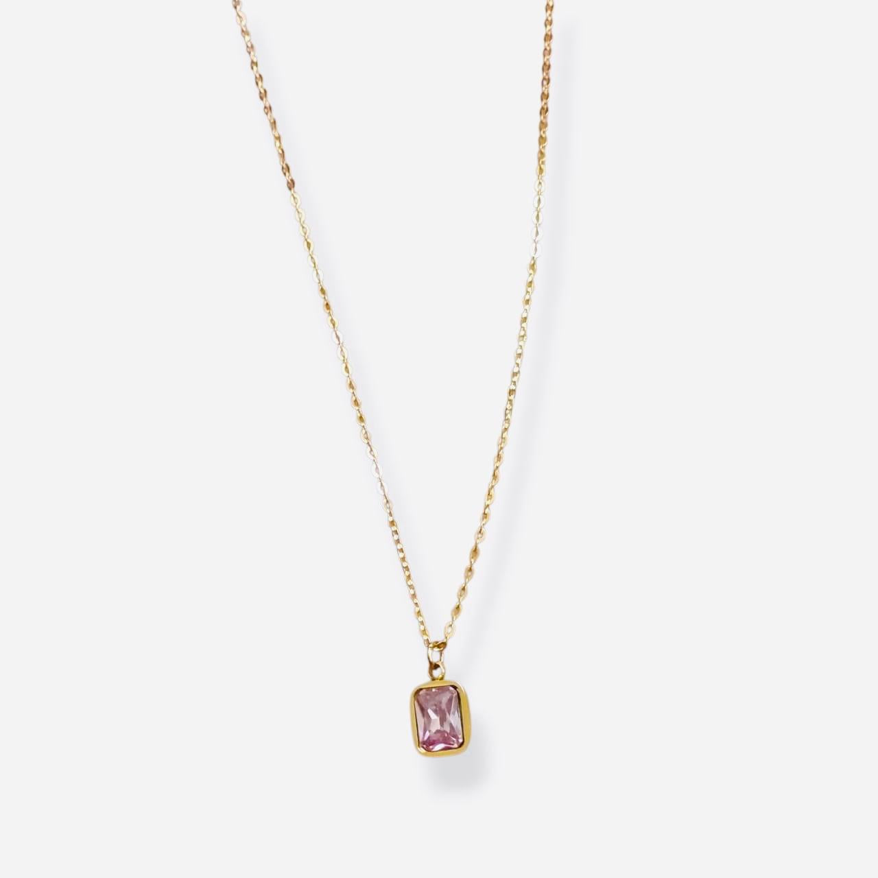 The Petal Pink Solitaire Necklace 316L
