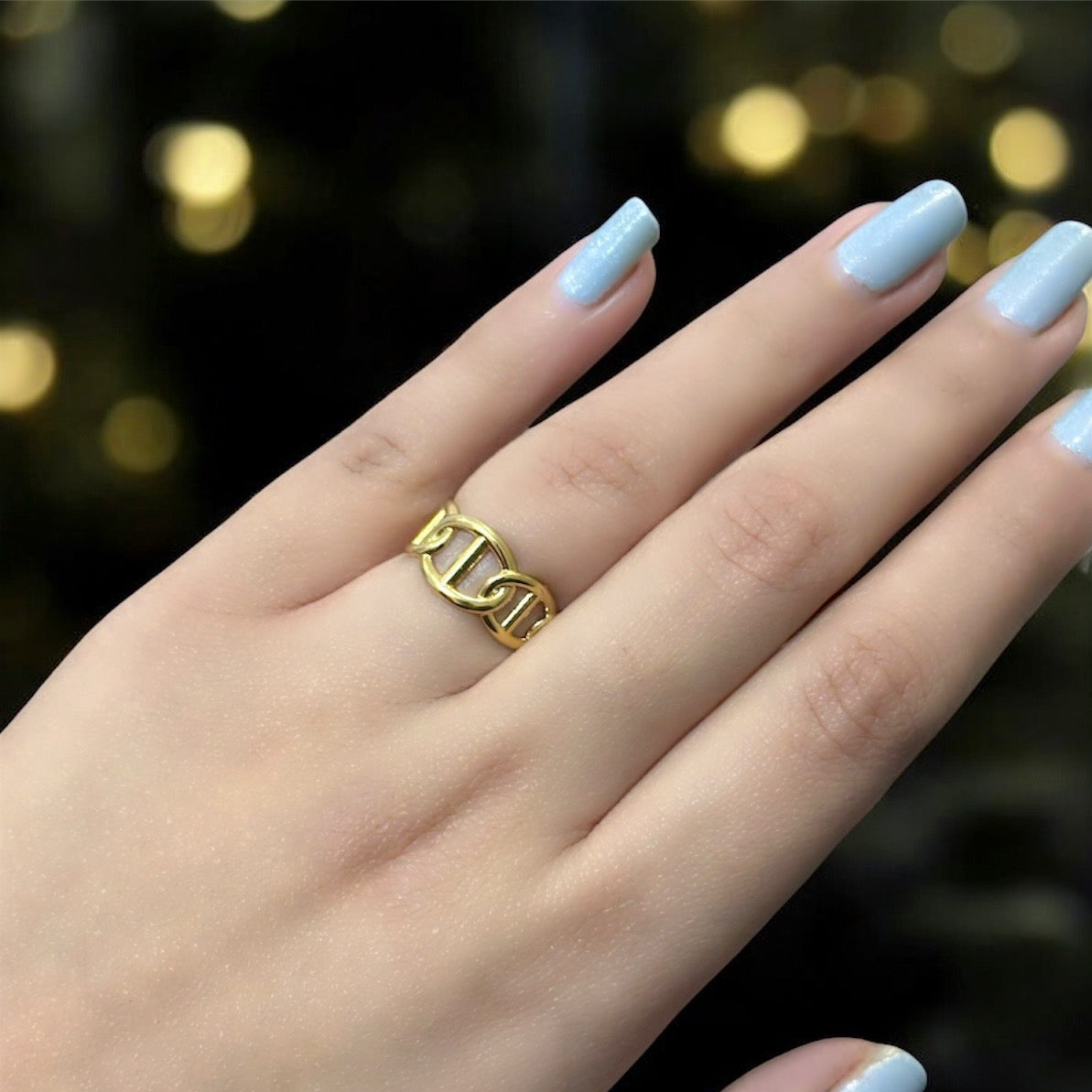 Mariner Link Ring |Luxury Anti-Tarnish Stainless Steel | 18 Carat Nano Gold Plated