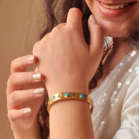 Crossword Turquoise Bracelet |Semi precious stone|Nano gold plated