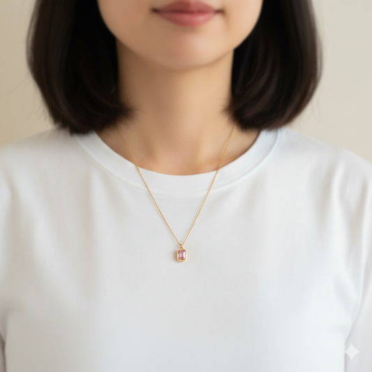 The Petal Pink Solitaire Necklace 316L