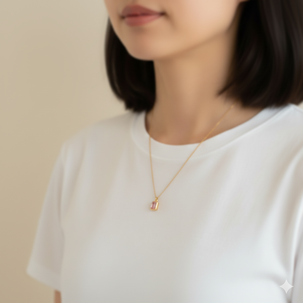 The Petal Pink Solitaire Necklace 316L